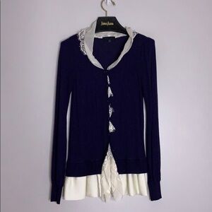 Plastic Island Private School Lace Detail peek a boo navy blue Cardigan